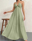 Backless Halterneck V - Neck Pleated A Line Dress Ankle - length Skirt For Beach Vacation Outfits - LUNA