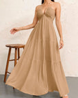 Backless Halterneck V - Neck Pleated A Line Dress Ankle - length Skirt For Beach Vacation Outfits - LUNA
