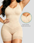V-Shaped Wide Strap Faja Cincher Bodysuit With Diagonal Compression For Waist Shaping - LUNA