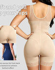 V-Shaped Wide Strap Faja Cincher Bodysuit With Diagonal Compression For Waist Shaping - LUNA