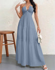 Backless Halterneck V - Neck Pleated A Line Dress Ankle - length Skirt For Beach Vacation Outfits - LUNA
