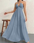 Backless Halterneck V - Neck Pleated A Line Dress Ankle - length Skirt For Beach Vacation Outfits - LUNA