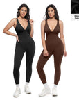 Deep V Shapewear with Chest Support Breathable High - Waisted Tummy Control Jumpsuit - LUNA
