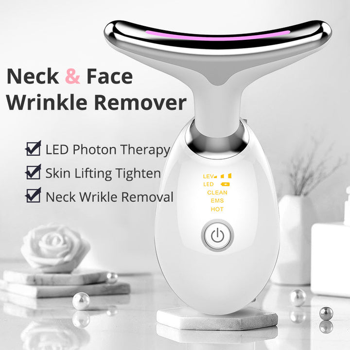 EMS RED LIGHT THERAPY FACE NECK LIFT WRINKLE REMOVER TIGHTEN MASSAGER ...