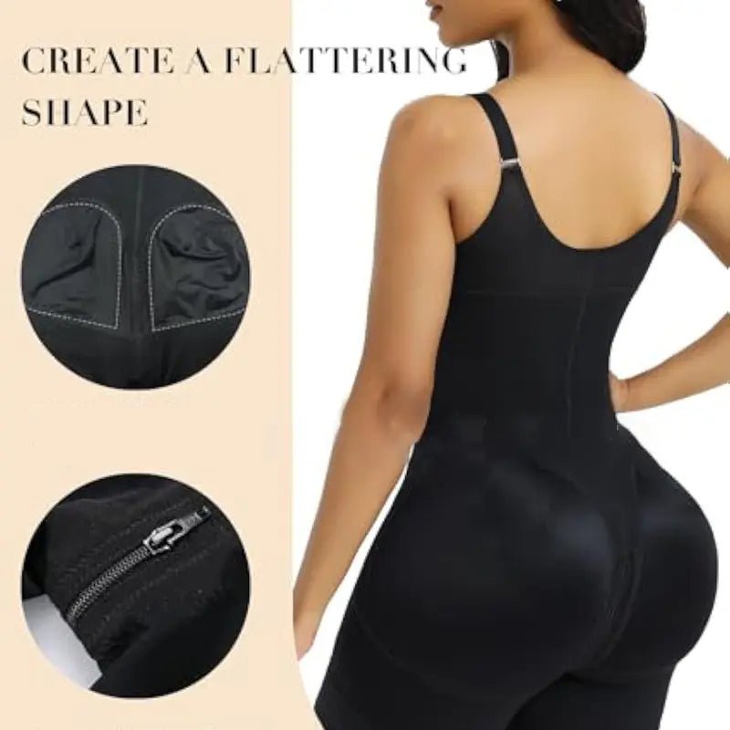 FAJAS COLOMBIANAS LOW CUT SHAPEWEAR TUMMY CONTROL BUTT LIFTER SHAPER WITH ZIPPER CROTCH DETACHABLE SHOULDER STRAP - LUNA