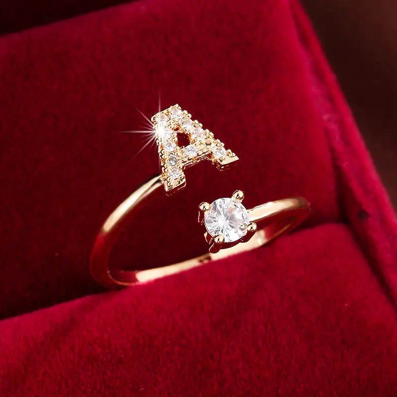 LUXURY LETTER UNISIZE RING - LUNA