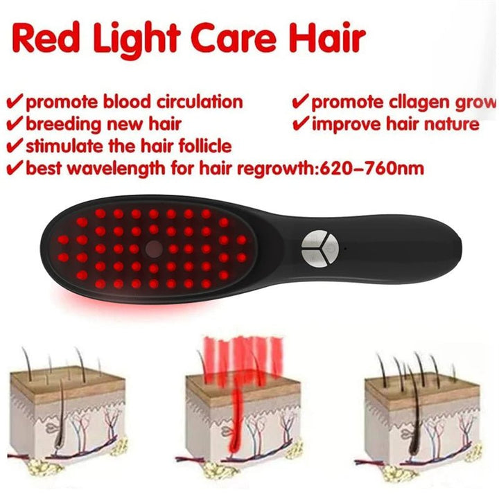 RED LIGHT THERAPY BRUSH SCALP MASSAGER COMB HAIR GROWTH ANTI HAIR LOSS - LUNA