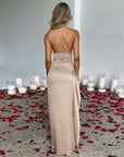 Sexy One Shoulder Satin High Split Cocktail Fit Wedding Party Maxi Formal Dress - LUNA