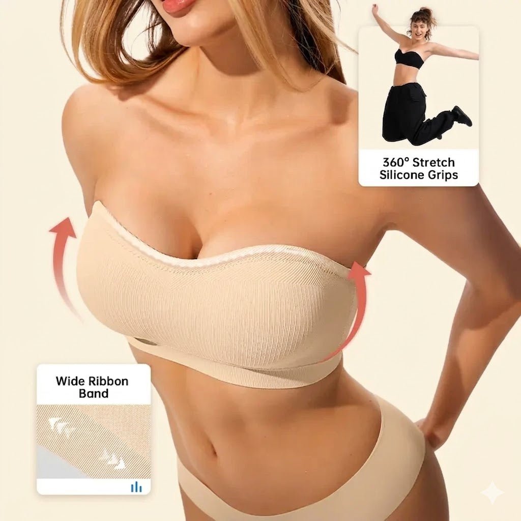 Women Non-Slip Bandeau Bras With Comfortable Strapless Bra Seamless Wireless Tube Top Soft Wireless Bra - LUNA